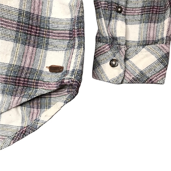 Women’s Large Roots Canada Plaid Tartan Tunic Pullover Popover Shirt Top - Picture 7 of 14